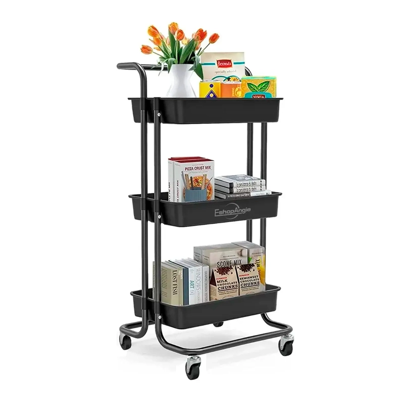CARRITO ORGANIZADOR 3 NIVELES DE PLASTICO Y ESTRUCTURA METAL - 1