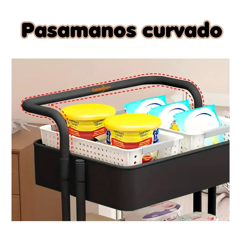 CARRITO ORGANIZADOR 3 NIVELES DE PLASTICO Y ESTRUCTURA METAL - 4