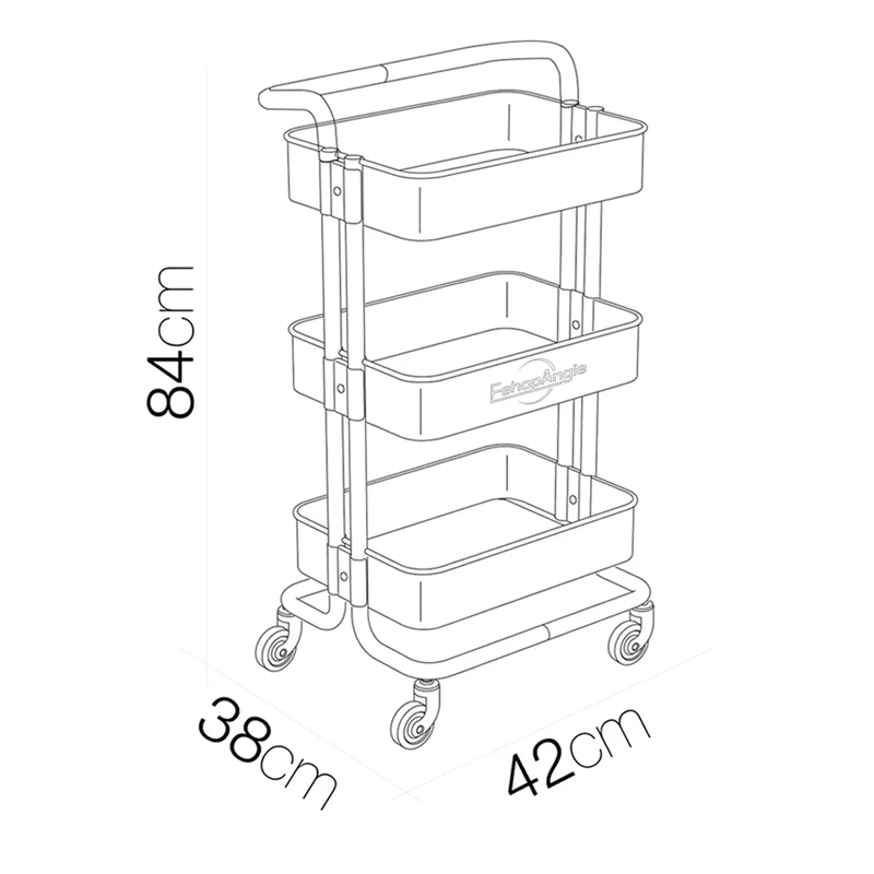 CARRITO ORGANIZADOR 3 NIVELES DE PLASTICO Y ESTRUCTURA METAL - 5