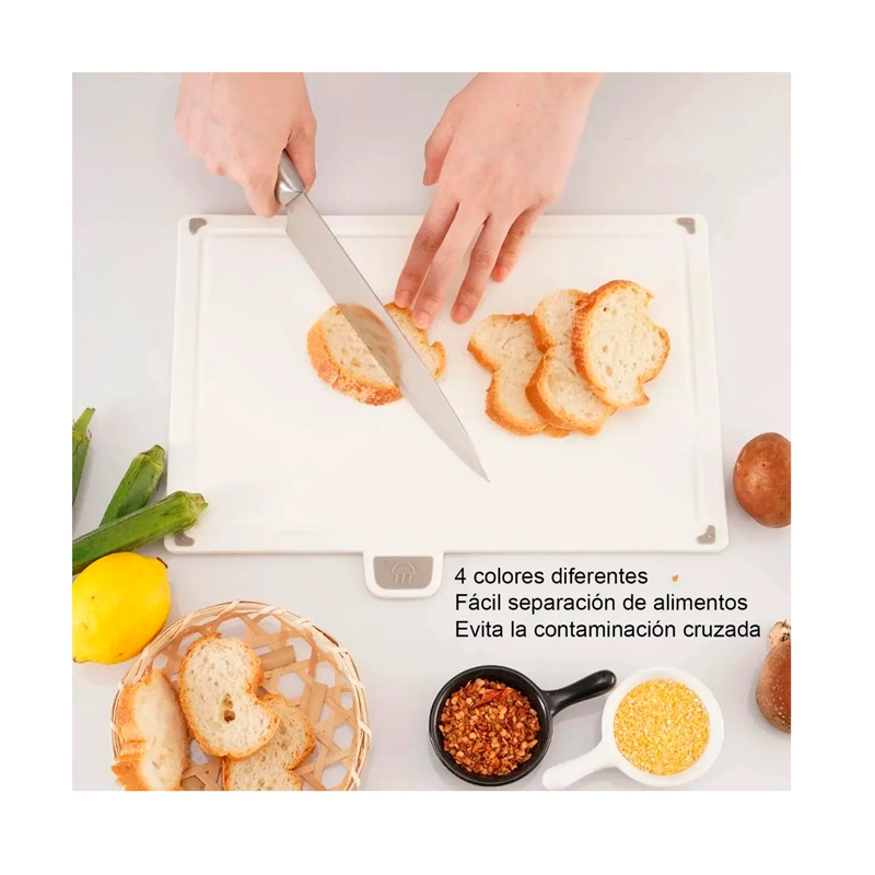 TABLAS PARA PICAR UTENSILIO COCINA CON BASE COLORES 4 PIEZAS LISO - 5