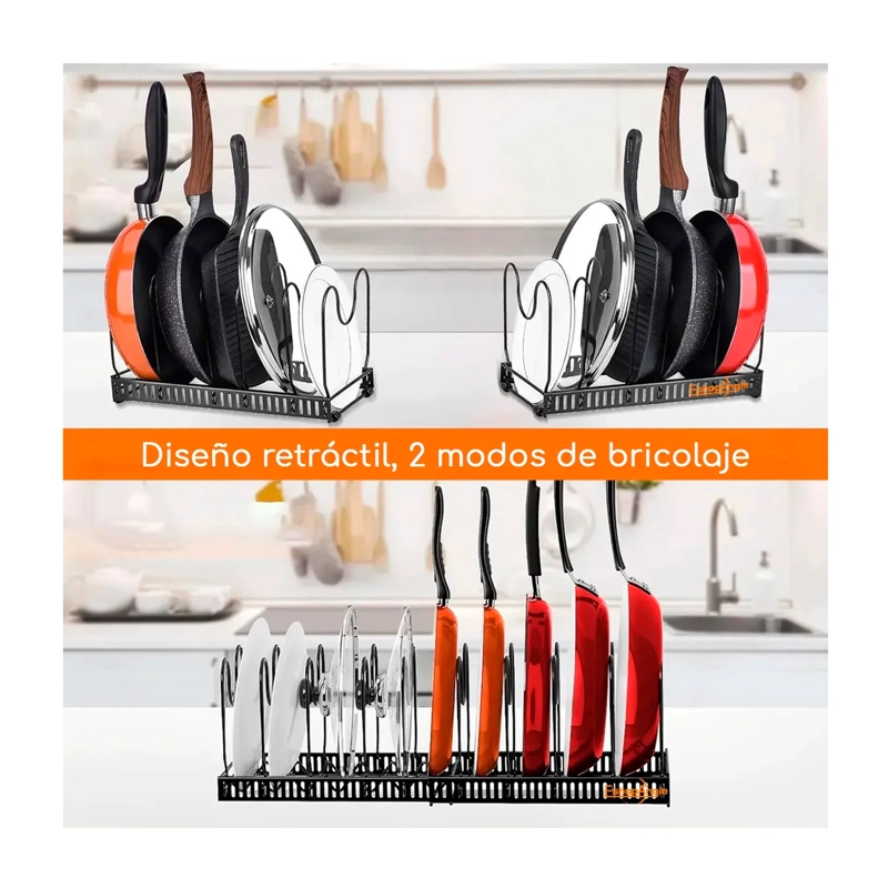 ORGANIZADOR DE SARTENES Y OLLAS CON COMPARTIMENTOS AJUSTABLE - 4