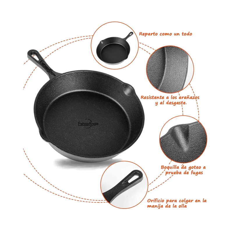 SET DE 3 SARTENES DE HIERRO FUNDIDO 16 20 Y 25CM COCINA - 5