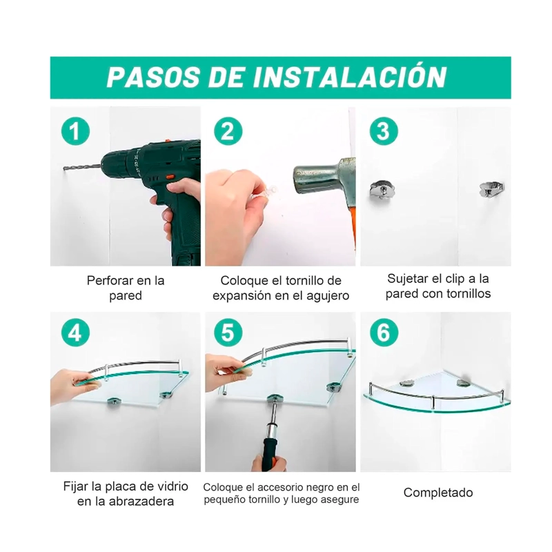 PACK 4 ORGANIZADOR REPISA ESQUINERAS DE VIDRIO DUCHA ESTANTE - 3