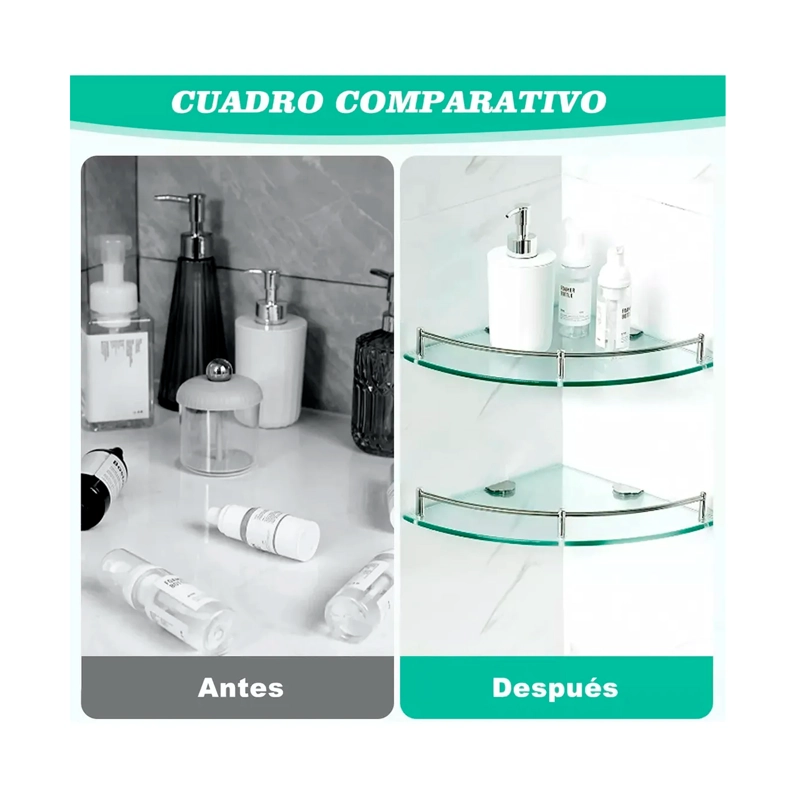 PACK 4 ORGANIZADOR REPISA ESQUINERAS DE VIDRIO DUCHA ESTANTE - 4