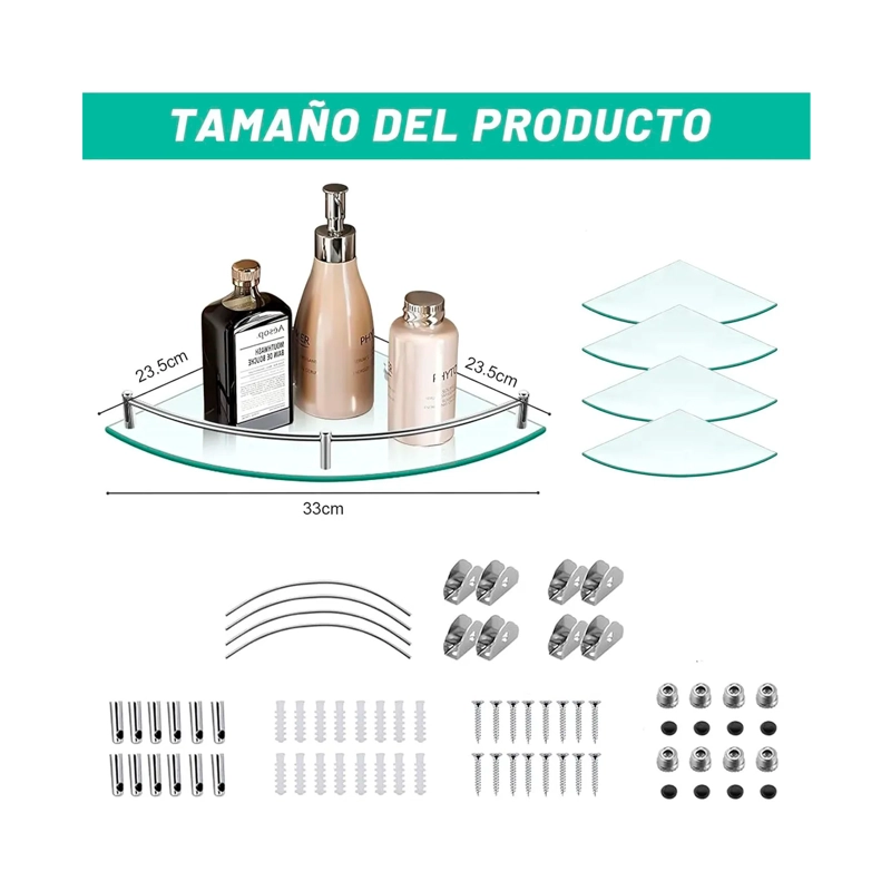 PACK 4 ORGANIZADOR REPISA ESQUINERAS DE VIDRIO DUCHA ESTANTE - 6