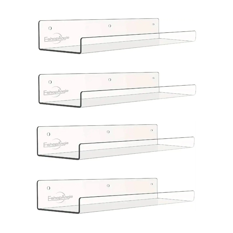 4 REPISAS FLOTANTES ESTANTES FLOTANTES DE ACRILICO GENE RICA TRANSPARENTE - 1