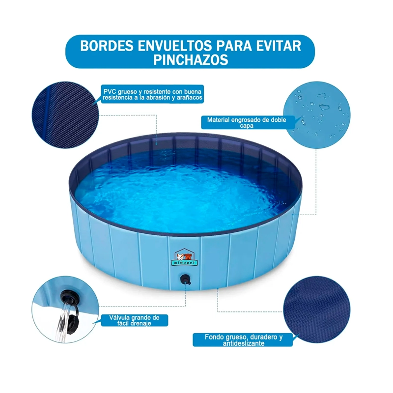 PISCINA PLEGABLE PARA MASCOTAS NIÑOS PVC RESISTENTE 120X30CM - 3