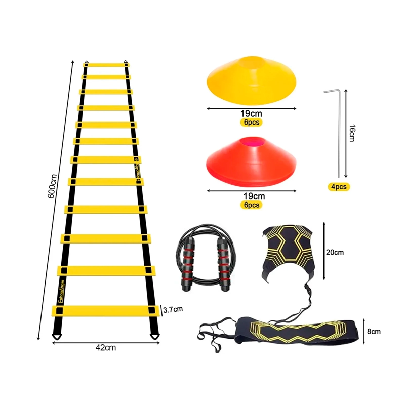 KIT ENTRENAMIENTO AGILIDAD FUTBOL ESCALERA CONOS CUERDA - 3