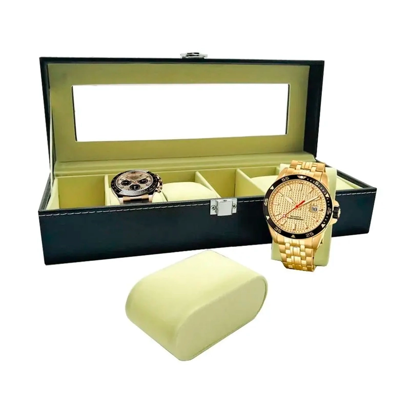 CAJA DE RELOJES ORGANIZADOR PARA 6 UNIDADES, REGALO HOMBRE - 1