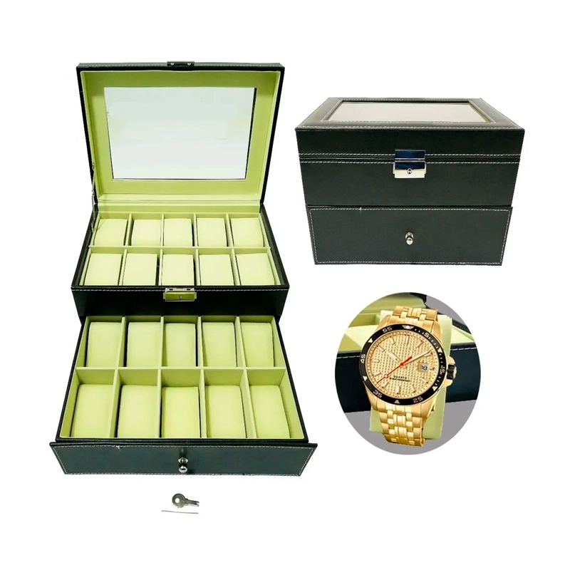 CAJA ORGANIZADORA 20 RELOJES CON CAJONERA - 1