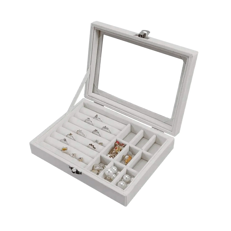 JOYERO ORGANIZADOR DE PLUSH PORTATIL MULTIUSOS GRIS - 1