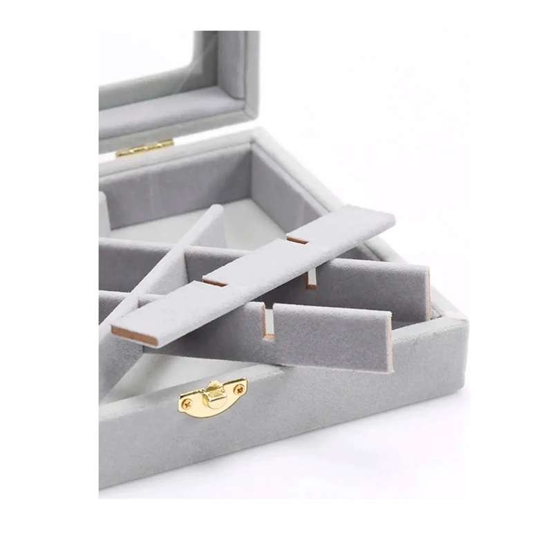 JOYERO ORGANIZADOR DE PLUSH PORTATIL MULTIUSOS GRIS - 6