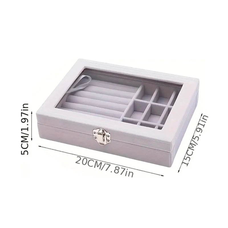 JOYERO ORGANIZADOR DE PLUSH PORTATIL MULTIUSOS GRIS - 7