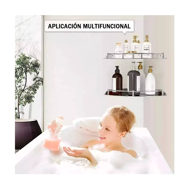 SET 4 ORGANIZADOR ESQUINERO DUCHA ACERO INOXIDABLE REPISA - 5
