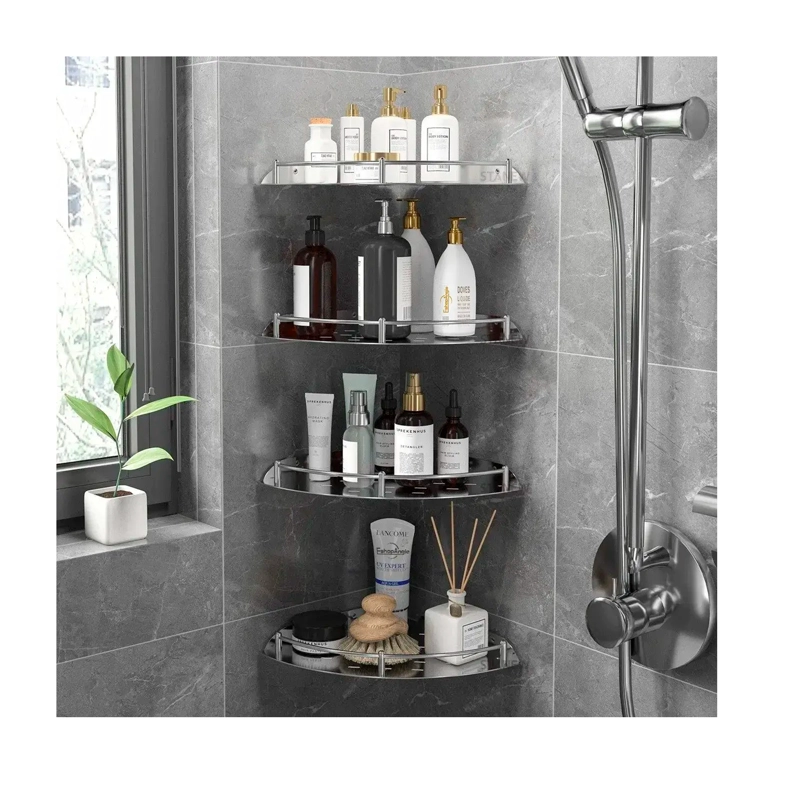 SET 4 ORGANIZADOR ESQUINERO DUCHA ACERO INOXIDABLE REPISA - 7