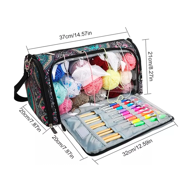 BOLSO ORGANIZADO ALMACENAMIENTO HILO/LANA/CROCHET PARA TEJER - 2