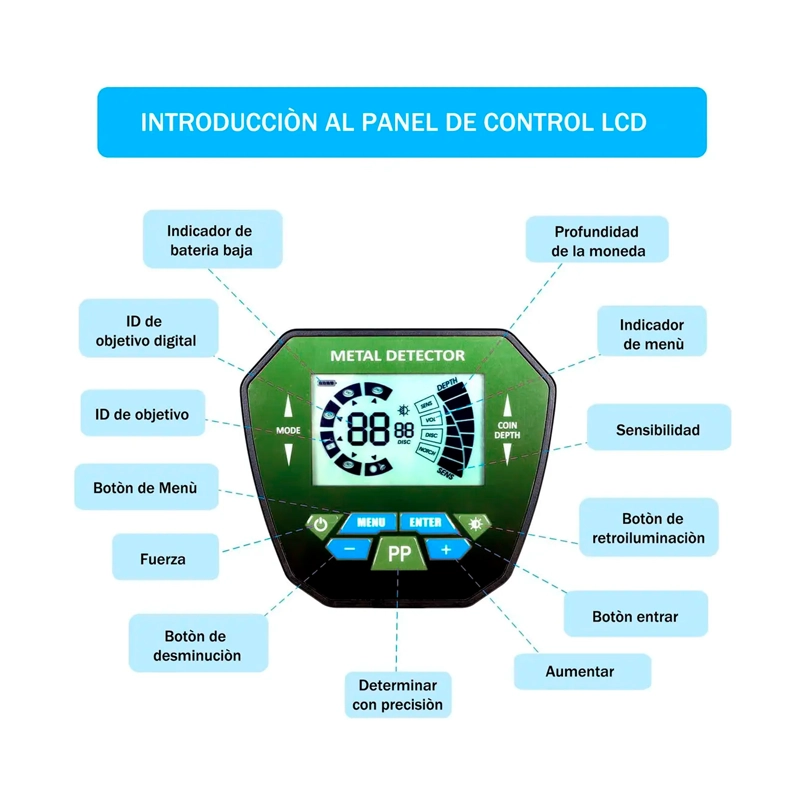 DETECTOR DE METALES ORO/PLATA/COBRE CON PANTALLA LCD MD-1079 - 2