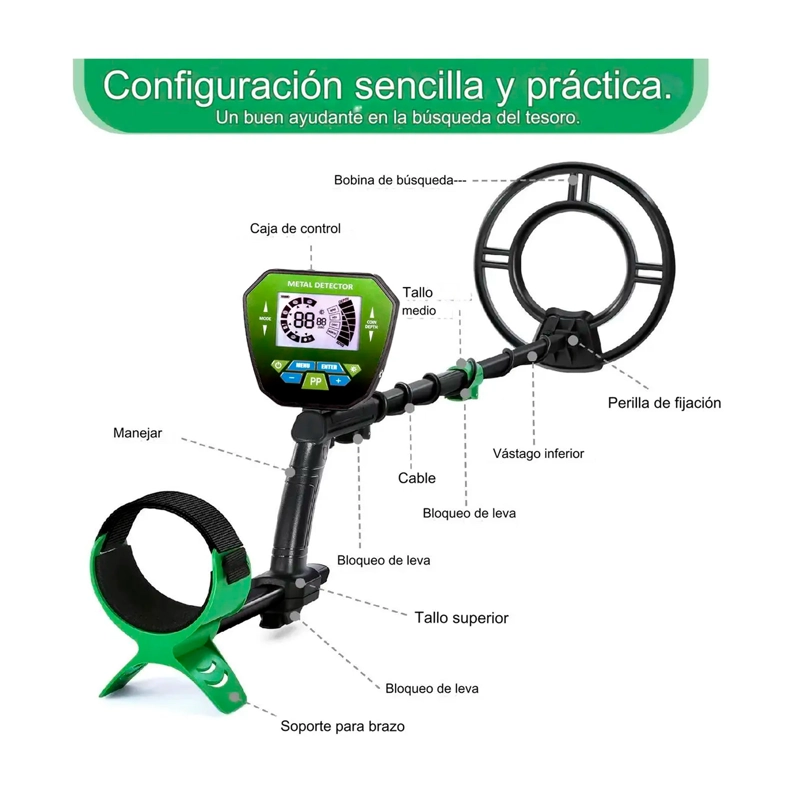 DETECTOR DE METALES ORO/PLATA/COBRE CON PANTALLA LCD MD-1079 - 3