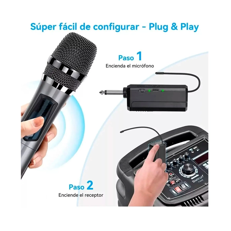 MICROFONO INALAMBRICO PROFESIONAL KARAOKE KIT 2PCS - 5
