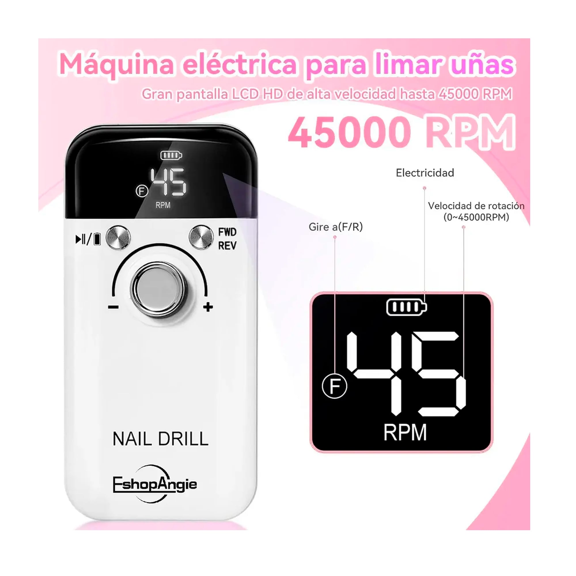 TORNO INALAMBRICO PROFESIONAL PEDICURA MANICURA 45000RPM - 2