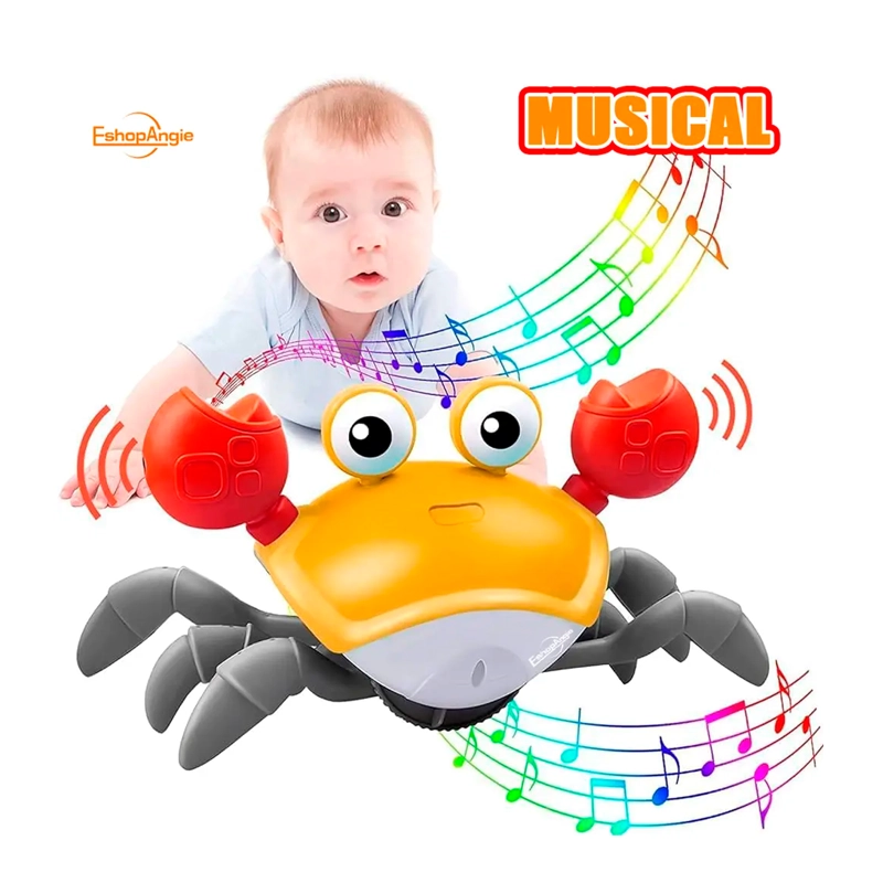 JUGUETE DE CANGREJO BEBE  CON MUSICA JUGUETE A PILAS AMARILLO - 6