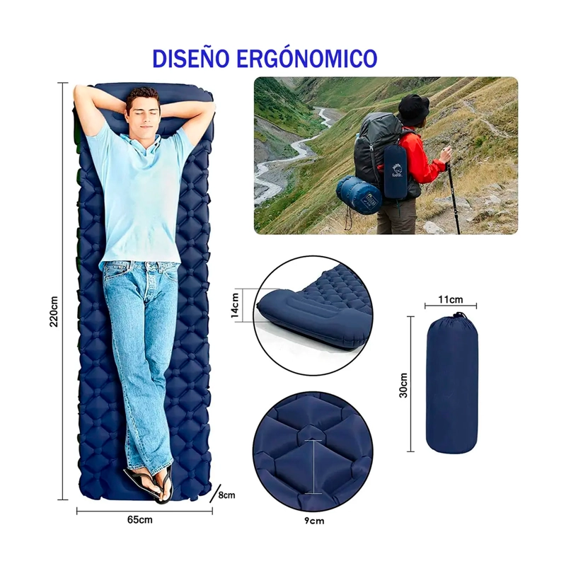 COLCHON INFLABLE PLEGABLE PORTATIL PARA ACAMPAR COLCHONETA - 6