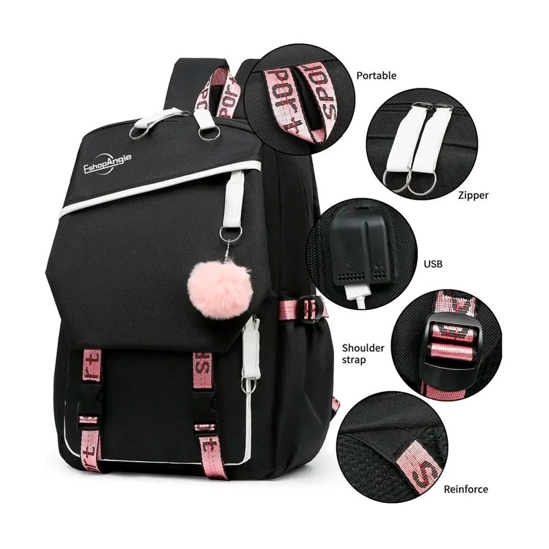 MOCHILA URBANA BOLSO ESCOLAR JUVENIL CON INTERFAZ USB AUX - 2