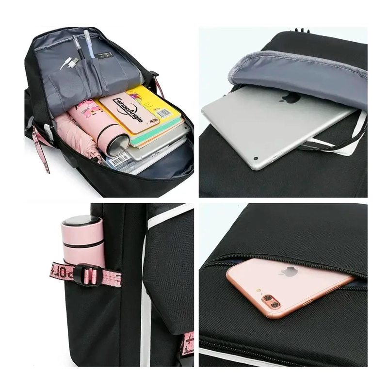 MOCHILA URBANA BOLSO ESCOLAR JUVENIL CON INTERFAZ USB AUX - 4