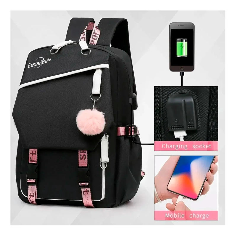 MOCHILA URBANA BOLSO ESCOLAR JUVENIL CON INTERFAZ USB AUX - 5