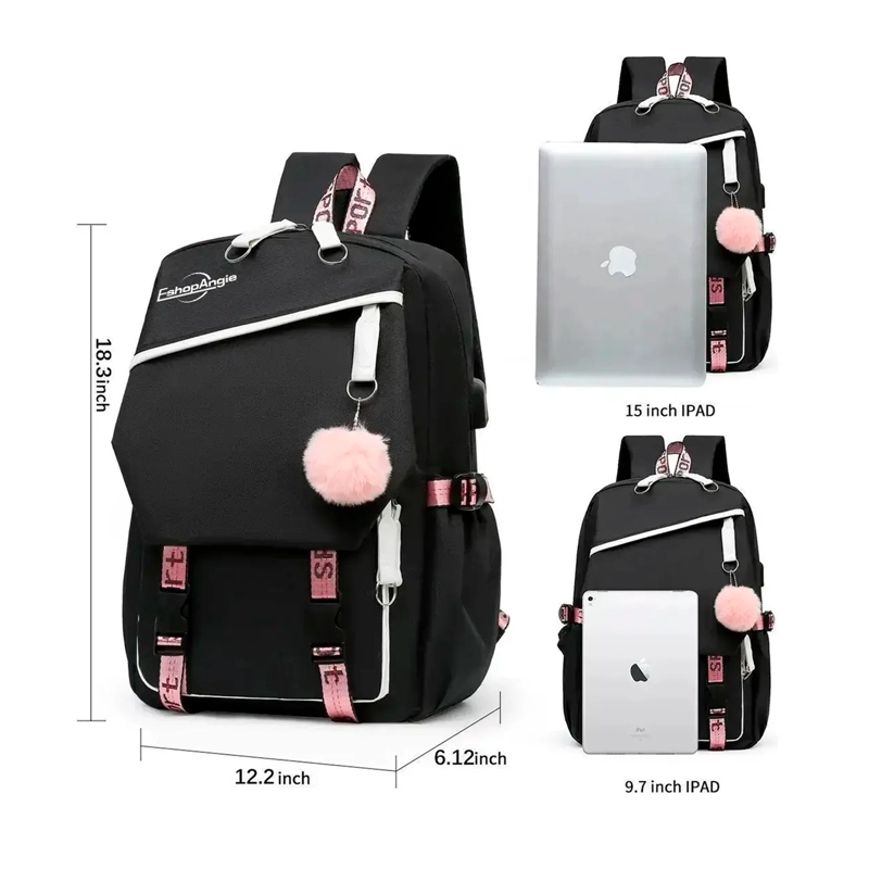 MOCHILA URBANA BOLSO ESCOLAR JUVENIL CON INTERFAZ USB AUX - 6