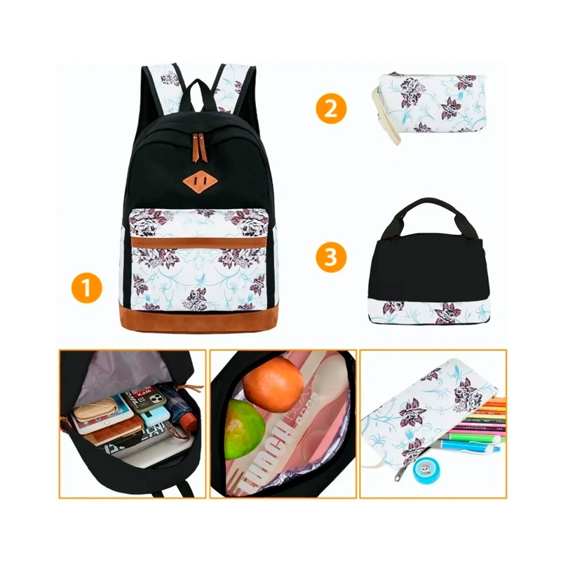 KIT MOCHILA MODA CASUAL BOLSO CASUAL PARA MUJER, 3 PIEZAS - 3