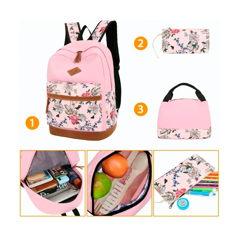 KIT MOCHILA MODA CASUAL BOLSO CASUAL PARA MUJER, 3 PIEZAS - 5