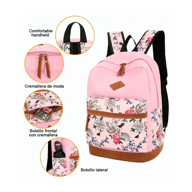 KIT MOCHILA MODA CASUAL BOLSO CASUAL PARA MUJER, 3 PIEZAS - 6
