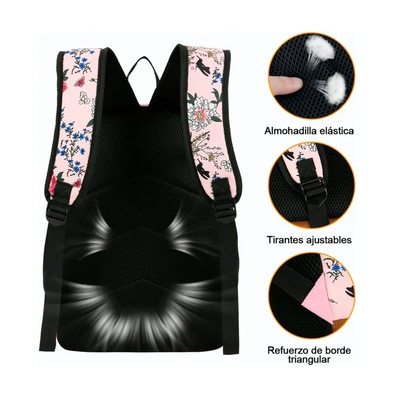 KIT MOCHILA MODA CASUAL BOLSO CASUAL PARA MUJER, 3 PIEZAS - 7
