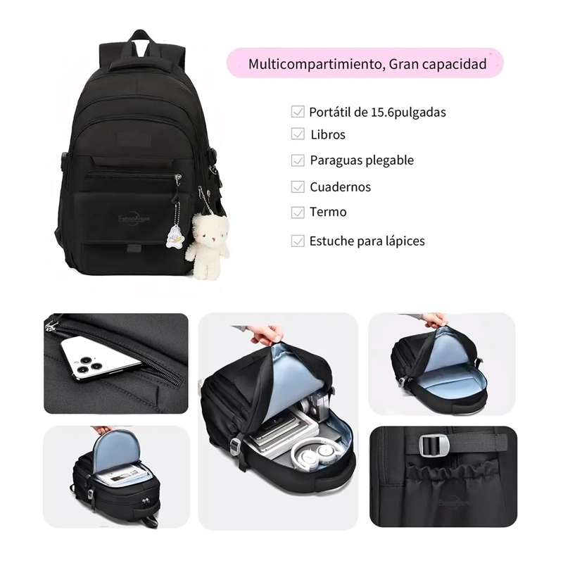 MOCHILA URBANA ESCOLAR PARA VIAJE BOLSA NOTEBOOK ANTIRROBO - 4
