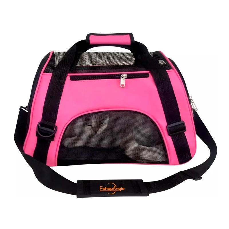 BOLSO TRANSPORTADORA PARA PERRO Y GATO PORTATIL PLEGABLE ROJO - 4