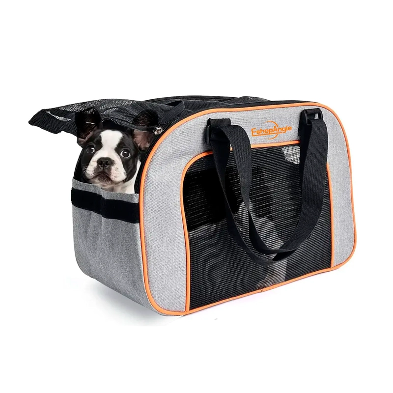 BOLSO TRANSPORTADORA PARA PERRO Y GATO PORTATIL PLEGABLE ROJO - 6