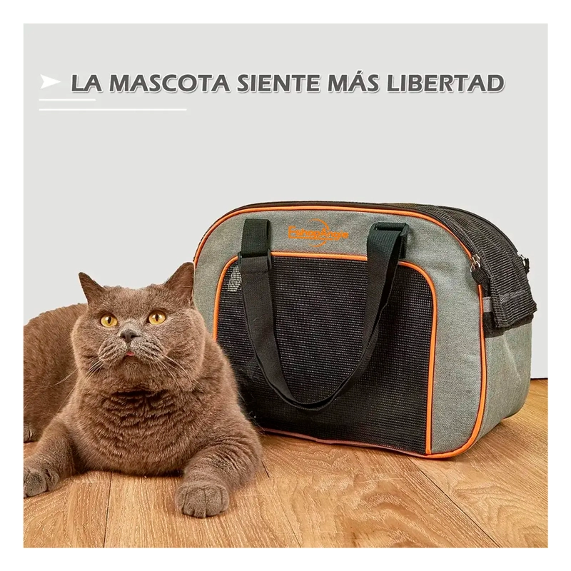 BOLSO TRANSPORTADORA PARA PERRO Y GATO PORTATIL PLEGABLE ROJO - 10