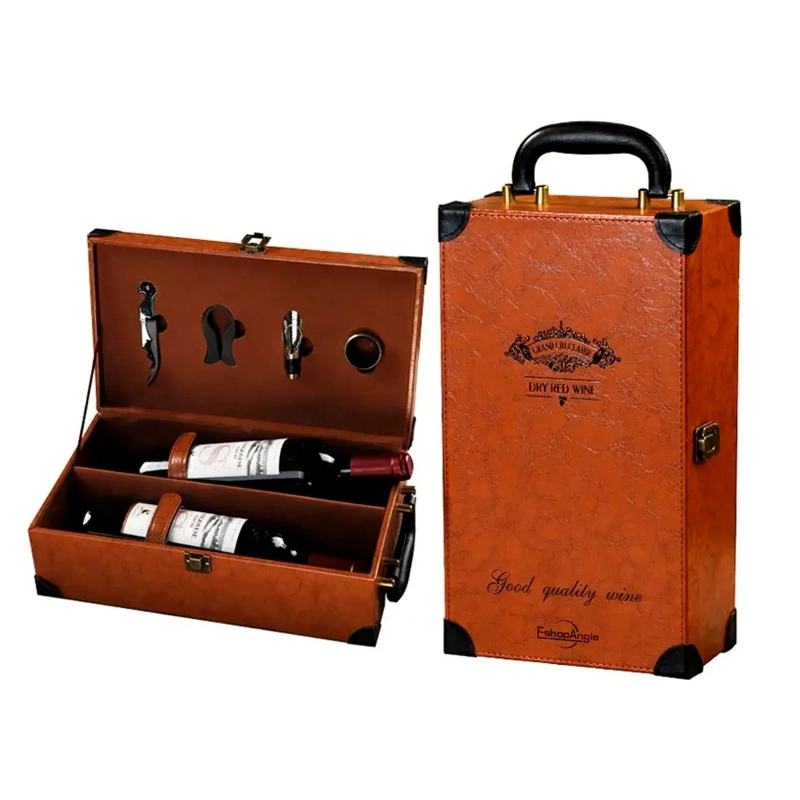 CAJA PARA VINOS MALETA DE CUERO CON ACCESORIOS - 1