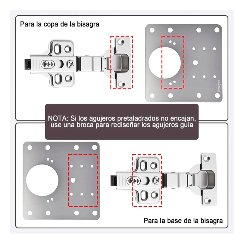 10U PLACAS REPARACION BISAGRA MUEBLE PUERTA ACERO INOXIDABLE - 5