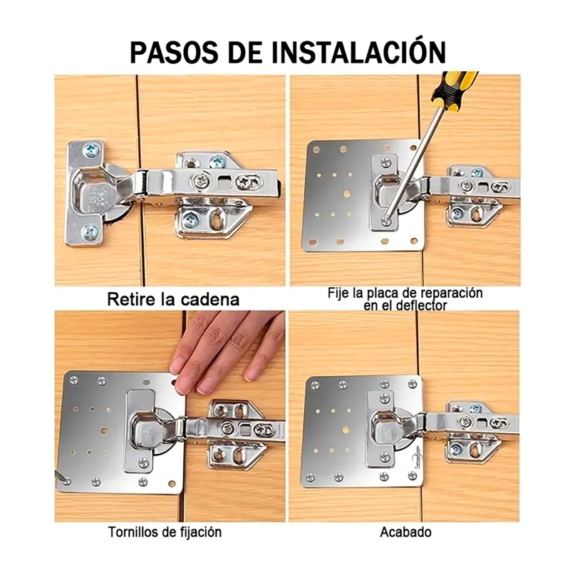 10U PLACAS REPARACION BISAGRA MUEBLE PUERTA ACERO INOXIDABLE - 6