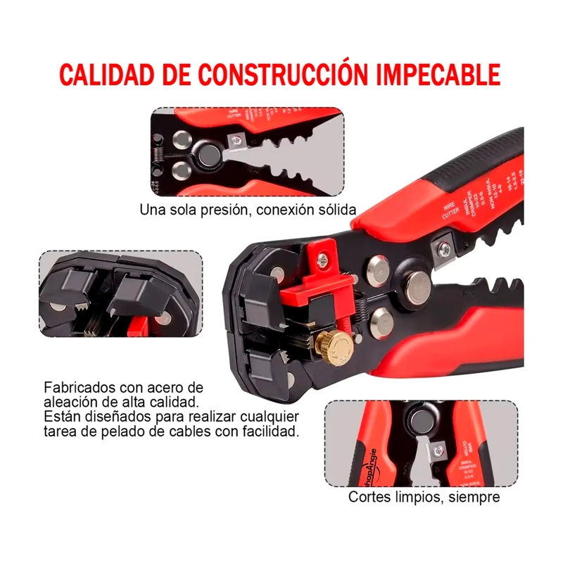 KIT 3EN1 ALICATE CRIMPEADORA PELACABLES Y 1200 TERMINALES - 3