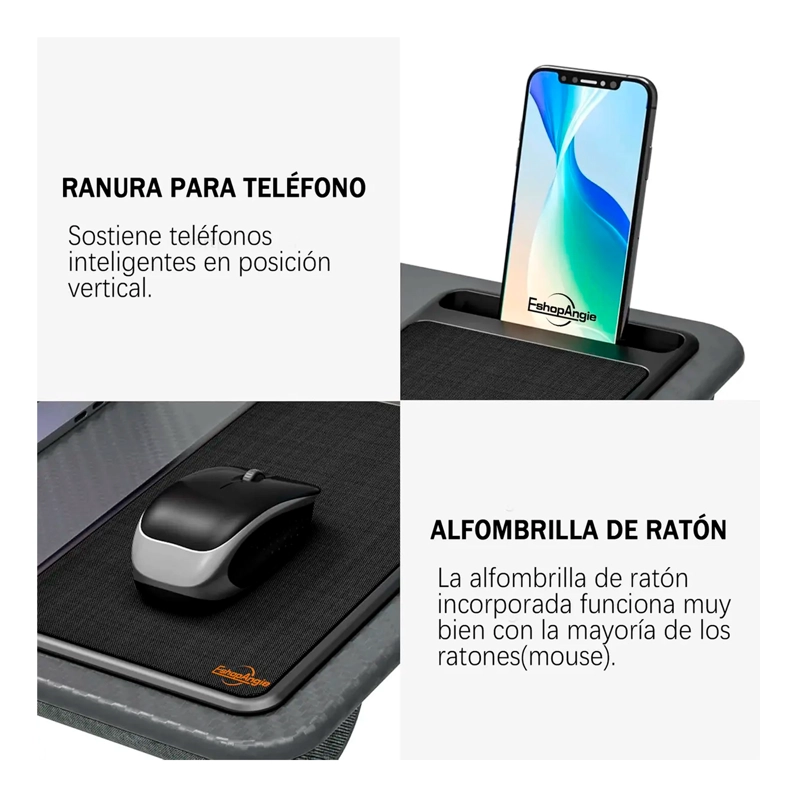 SOPORTE NOTEBOOK CAMA BANDEJA CELULAR MOUSE ERGONOMICO - 6