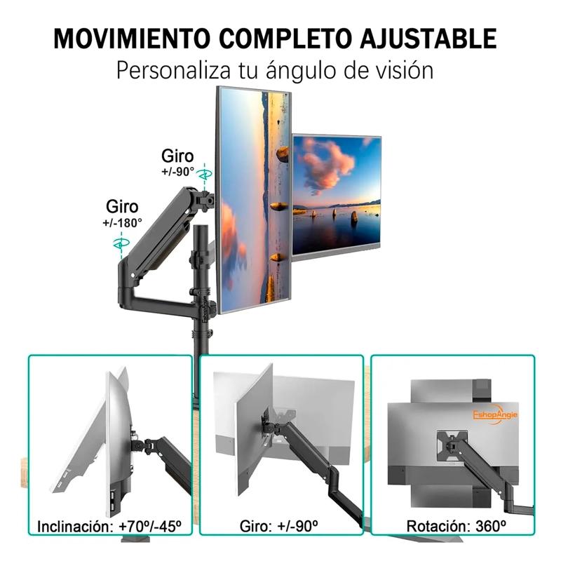 BRAZO SOPORTE DOBLE MONITOR ESCRITORIO 13 A 32 PULGADAS 9KG - 2