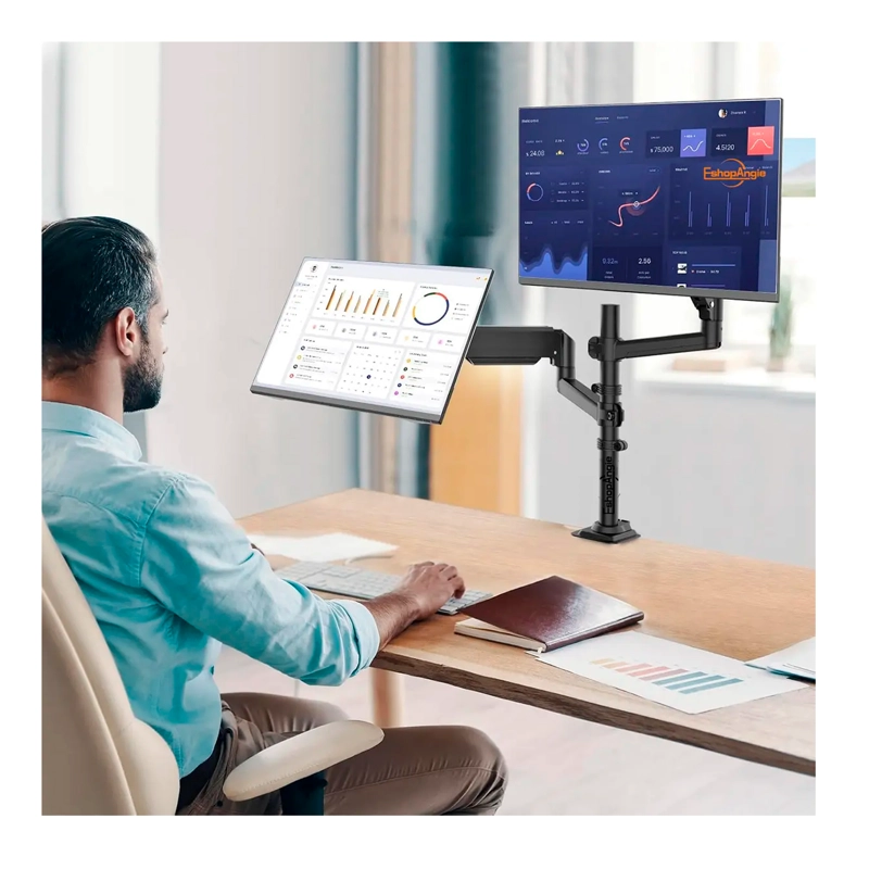 BRAZO SOPORTE DOBLE MONITOR ESCRITORIO 13 A 32 PULGADAS 9KG - 8