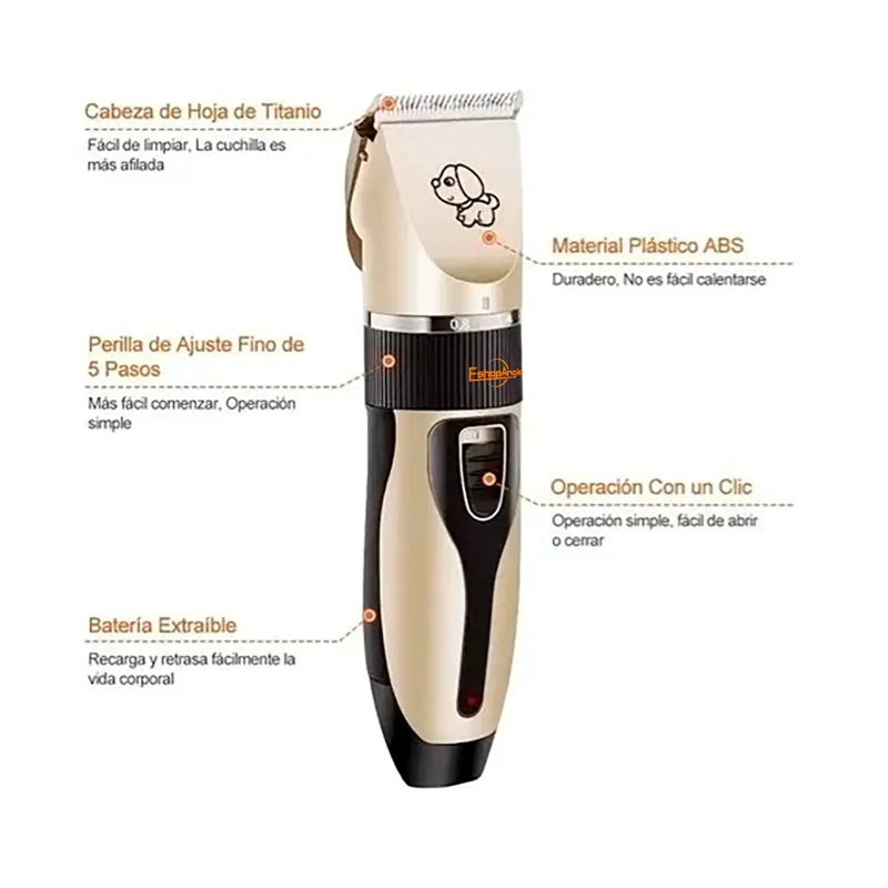 MAQUINA CORTA PELO PERROS CORTADORA USB ACCESORIOS GATOS BEIGE - 6