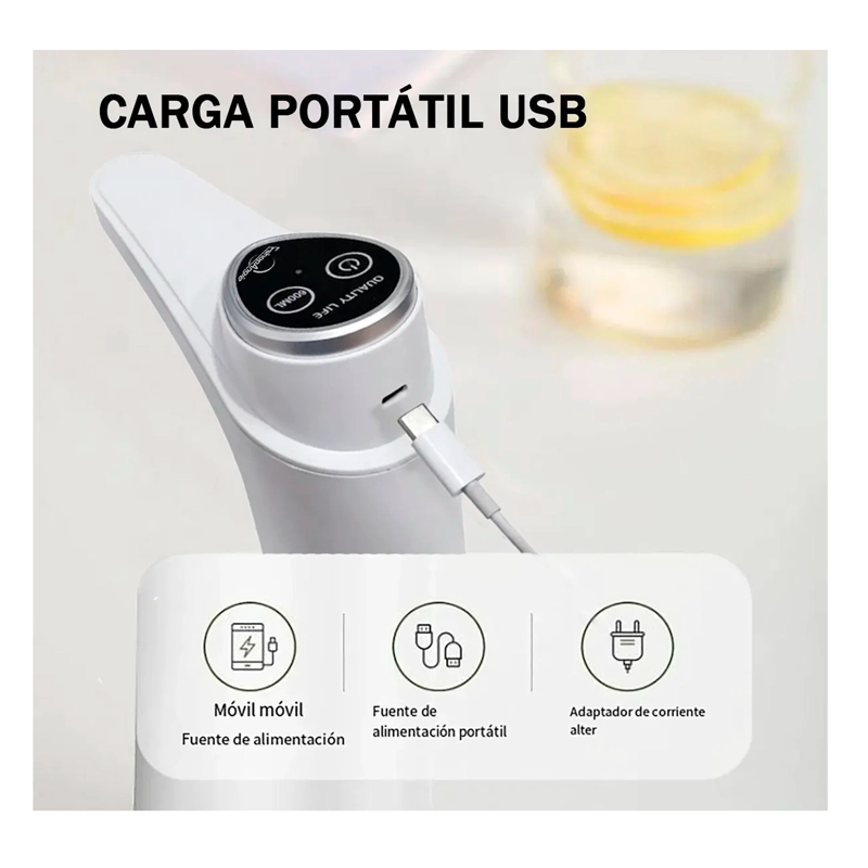 DISPENSADOR AGUA ELECTRICO PORTATIL USB BIDON BOTELLON - 3