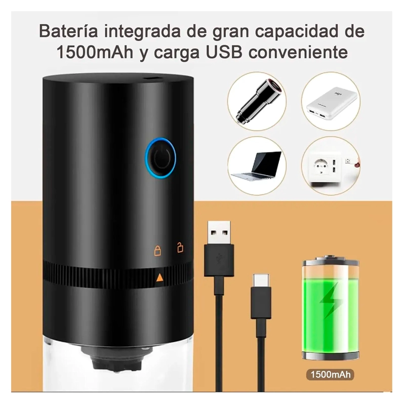 MOLEDOR DE GRANOS MOLINILLO ELECTRICO CAFE INALAMBRICO USB - 4