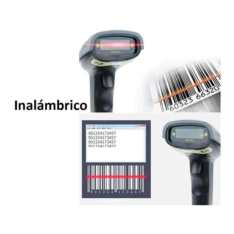 LECTOR ESCANER DE CODIGO DE BARRAS INALAMBRICO 2.4G PISTOLA - 3