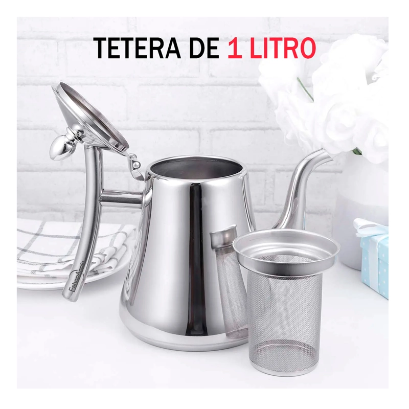 TETERA INFUSOR ACERO INOXIDABLE PARA TE  Y INFUSIONES 1 LITRO - 2
